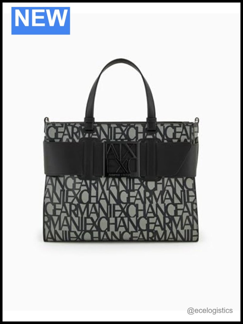 Armani Exchange Susy Allover Logo Large Tote - Cotton Synthetic Detachable Strap